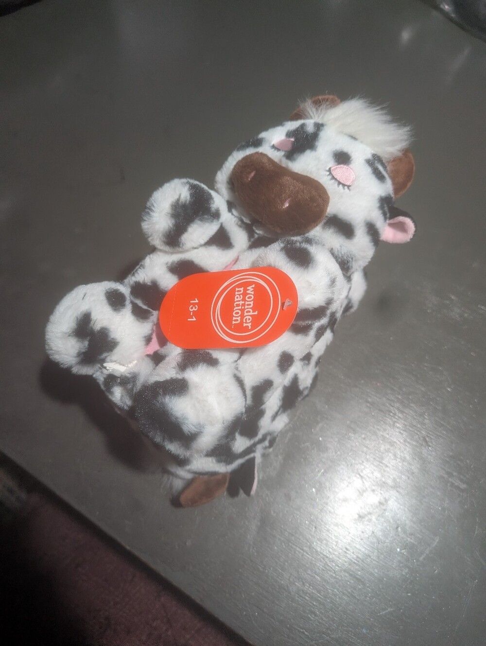 Wonder Nation Cow Slippers Size Kids 13-1 NWT